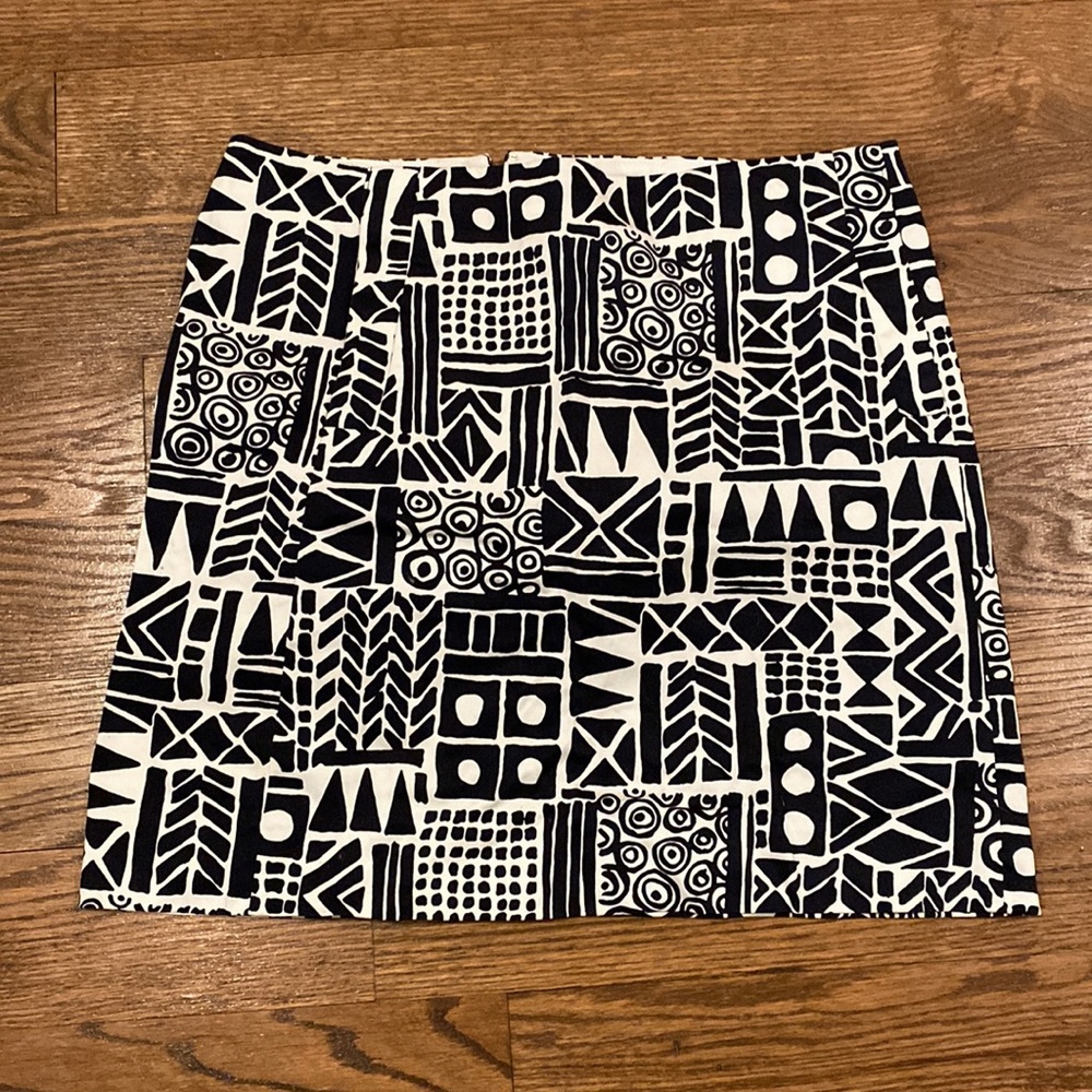 J.Crew Factory Navy White Patterned Mini Skirt Size 0